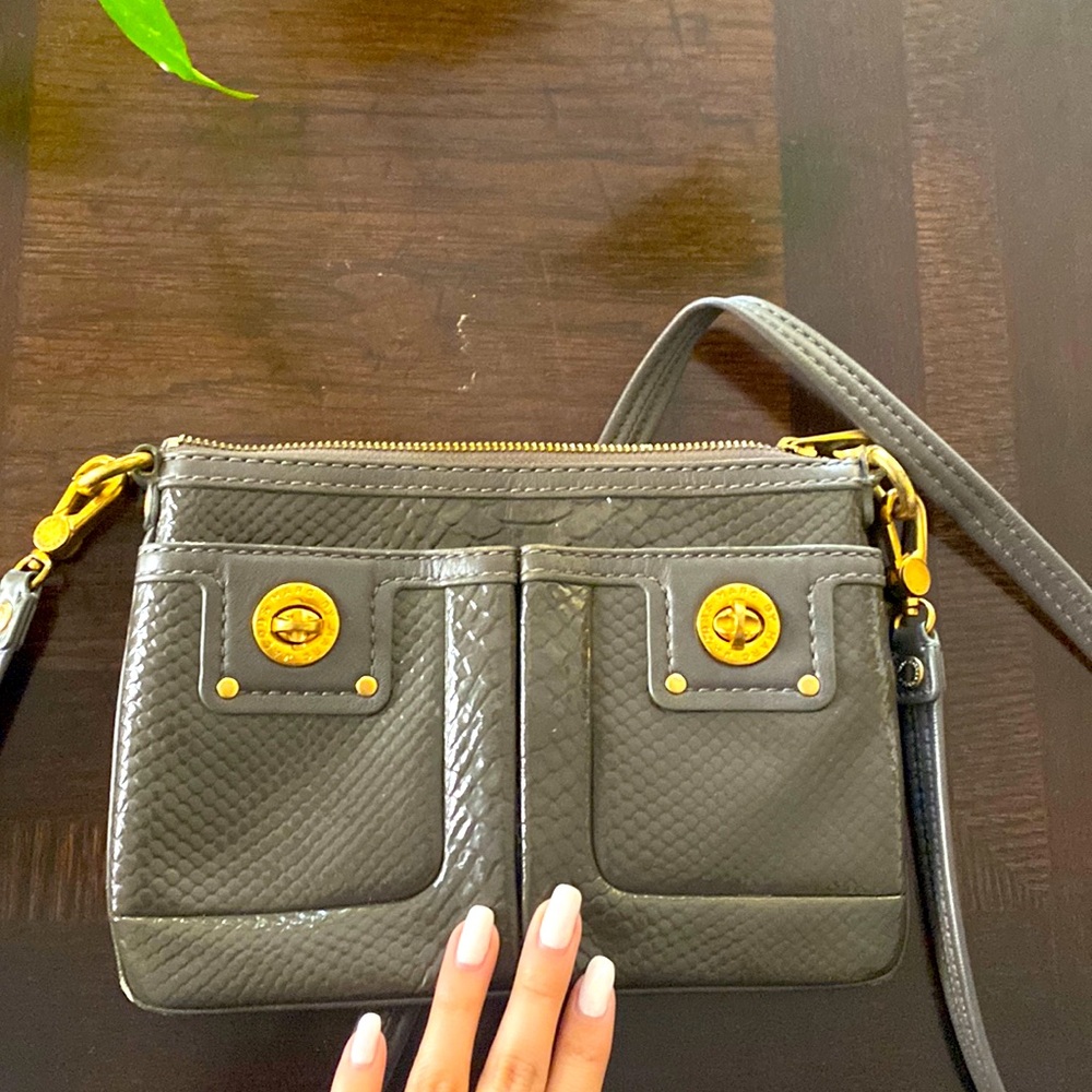 Authentic Marc Jacobs Snake Printed Leather Grey Crossbody